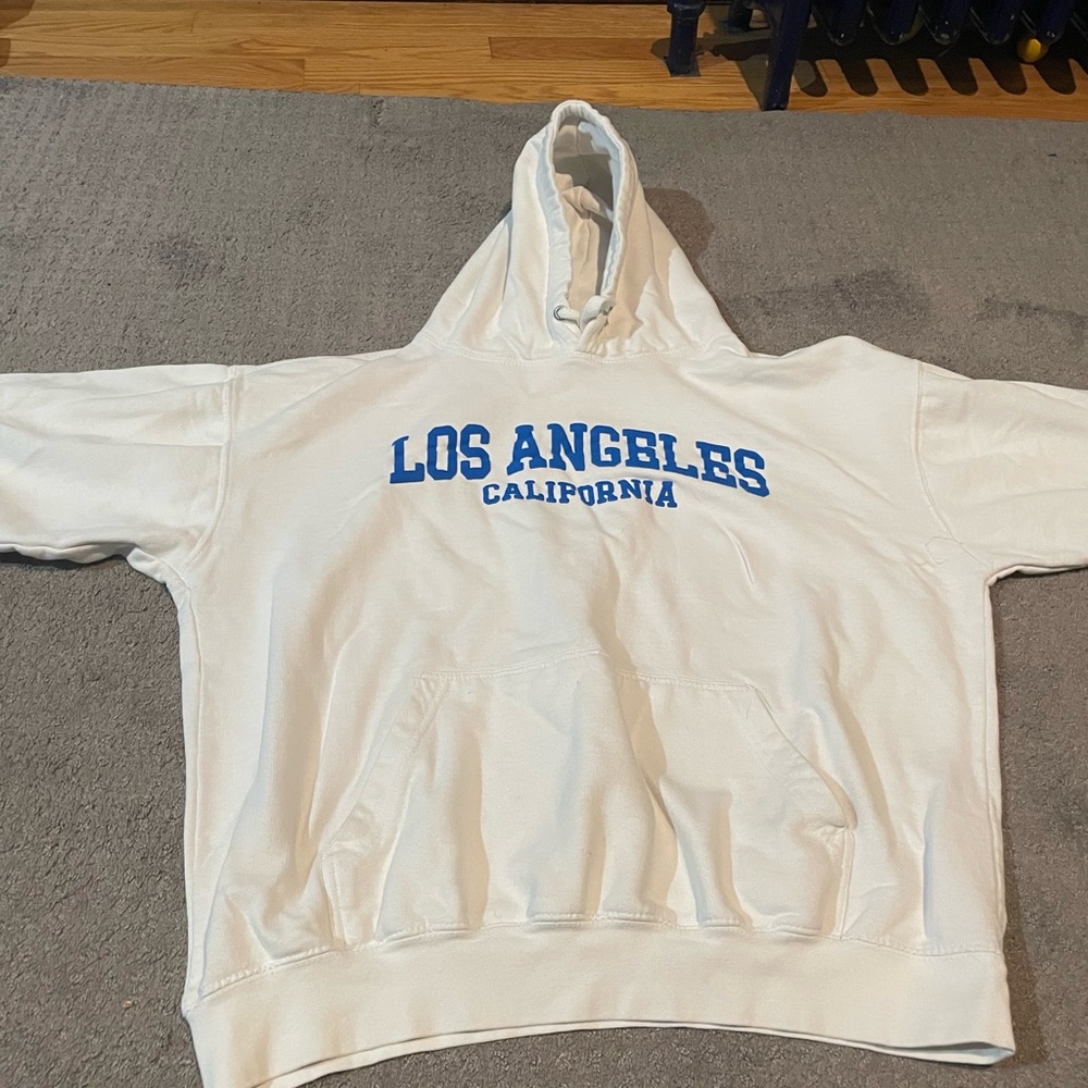 Los Angeles White and Blue Mens Hoodie